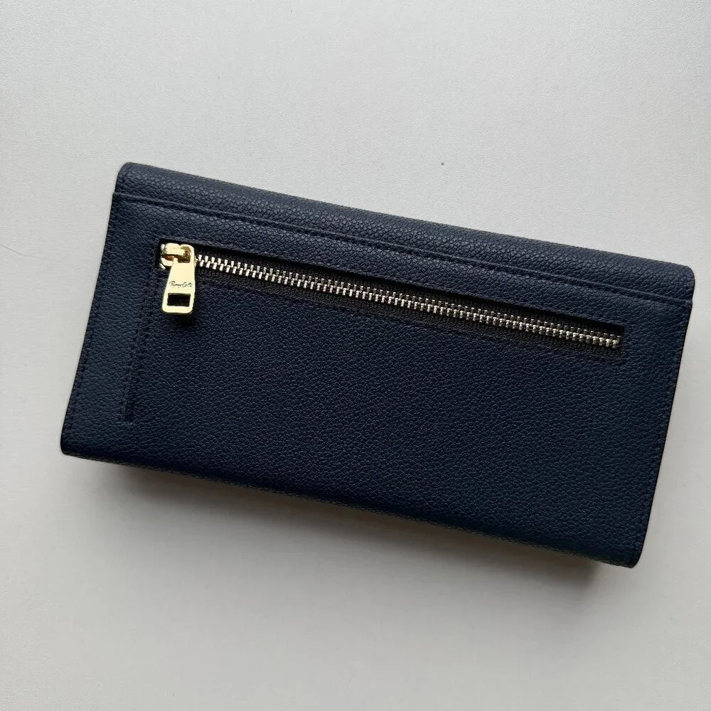 NEW Renzo Costa Navy Leather Fold Over Wallet